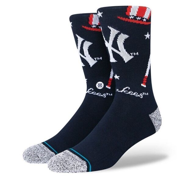 Stance MLB New York Yankees Landmark Crew Socks Navy Red USA Large L Infiknit - Picture 1 of 12